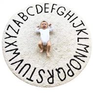 FasterS ABC Large Baby Rug for Nursery Kids Round Educational Alphabet Warm Soft Activity Mat Floor Area Rugs Cotton Non-Slip for Children Toddlers Bedroom 59inch