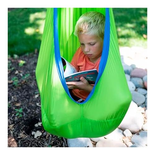  Fat Brain Toys Sky Nook - Green/Blue - Indoor Swing for Reading & Relaxing, Ages 3+