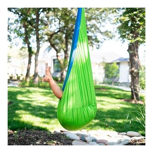  Fat Brain Toys Sky Nook - Green/Blue - Indoor Swing for Reading & Relaxing, Ages 3+