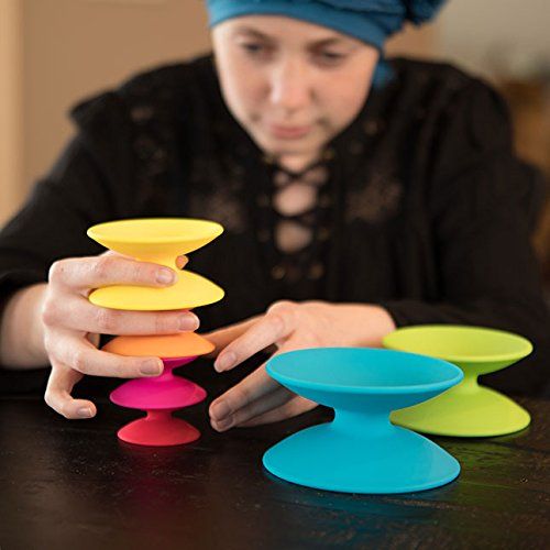  [아마존베스트]Fat Brain Toys Spoolz, Balancing and Stacking Toys for Toddlers, Set of 7, Multicolor