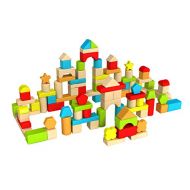 Fat Brain Toys 100 pc Block Set - Timber Blocks - 100 Piece Wooden Block Set Baby Toys & Gifts for Ages 1 to 2