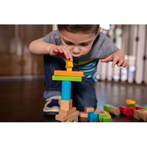  Fat Brain Toys 100 pc Block Set - Timber Blocks - 100 Piece Wooden Block Set Baby Toys & Gifts for Ages 1 to 2