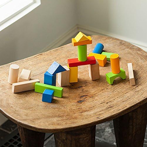 Fat Brain Toys 100 pc Block Set - Timber Blocks - 100 Piece Wooden Block Set Baby Toys & Gifts for Ages 1 to 2