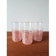 /Fatdachshunddesigns Vintage retro juice glasses | pink drinking glasses