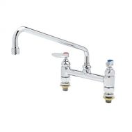 T&S Brass B-0221-CC-CR B-0221 Deck Mount Faucet with Cerama Cartridges, 12 Swing Nozzle and 00CC Inlets