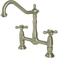 Kingston Brass KS1178AX Heritage 8-Inch Kitchen Faucet Without Sprayer, Brushed Nickel