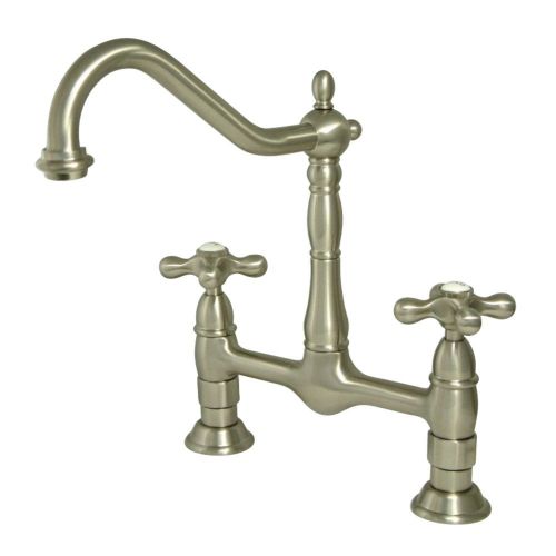  Kingston Brass KS1178AX Heritage 8-Inch Kitchen Faucet Without Sprayer, Brushed Nickel