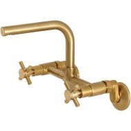Kingston Brass KS412SN Concord 8 Adjustable Center Wall Mount Kitchen Faucet, 6-11/16, Brushed Nickel