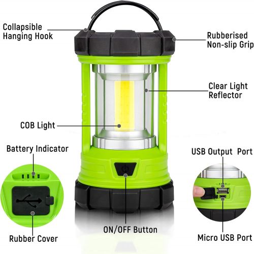  Favourlite Rechargeable Camping Lantern, 3000LM 5 Light Modes Camping Light 4400 Capacity Phone Charger LED Impact-Resistant Flashlight Lantern Portable Waterproof Hurricane Lanterns for Emer