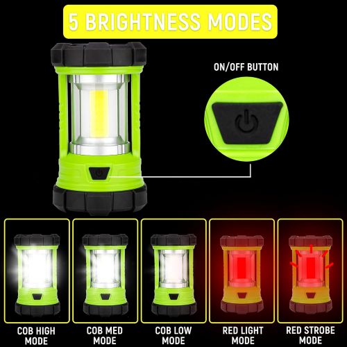  Favourlite Rechargeable Camping Lantern, 3000LM 5 Light Modes Camping Light 4400 Capacity Phone Charger LED Impact-Resistant Flashlight Lantern Portable Waterproof Hurricane Lanterns for Emer