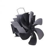 Fawcotu Fireplace Fan,6 Blades Heat Powered Fan,Powerless Stove Fan for Fireplace Wood Burner,Easy to Install(Black)