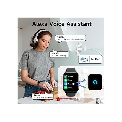  Smart Watch, Bluetooth 5.3 Answer/Make Call, Alexa Built in, 1.8