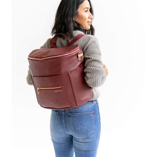  Fawn Design Premium Vegan Leather Diaper Bag and Backpack (Wine 2.0)