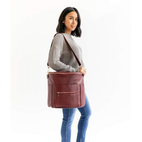  Fawn Design Premium Vegan Leather Diaper Bag and Backpack (Wine 2.0)