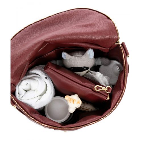  Fawn Design Premium Vegan Leather Diaper Bag and Backpack (Wine 2.0)
