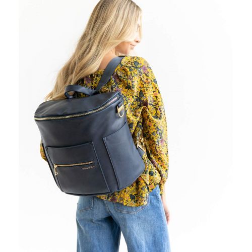  Fawn Design Premium Vegan Leather Diaper Bag and Backpack (Navy 2.0)