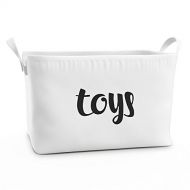 Fawn Hill Co. Fawn Hill Co Toy Storage Box Basket for Baby, Kids or Pets | Container Bin for Organizing Clutter in Bedroom, Nursery, Daycare, Classroom & Closet | Modern White Cotton Canvas with