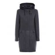 Fay Knit wool and cloth hooded coat