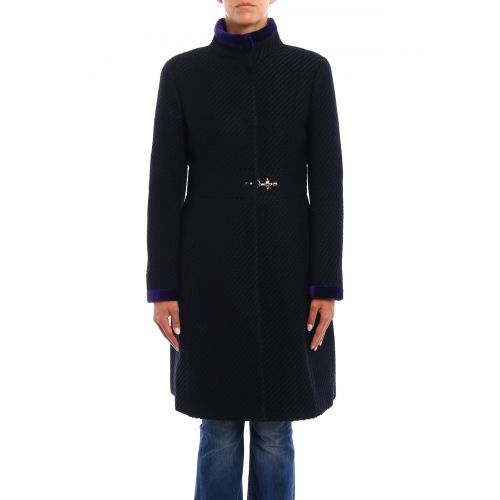  Fay Two-tone jacquard wool blend coat
