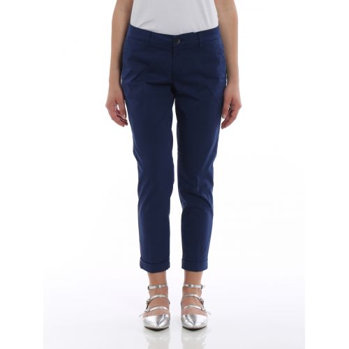  Fay Blue chino trousers with turn-ups