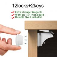 Faylisvow 12Pieces Locks+2Pieces Key Child Safety Magnetic Cabinet Locks, Baby Proof, No Tools Or Screws Needed