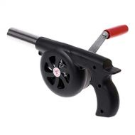 Fbest Outdoor Cooking BBQ Fan Air Blower for Barbecue Fire Bellows Hand Crank Tool for Picnic Camping Stove Accessories, Black