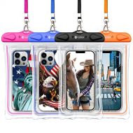 [아마존베스트]F-color Waterproof Case, 4 Pack Transparent PVC Waterproof Phone Pouch Dry Bag for Swimming, Boating, Fishing, Skiing, Rafting, Protect iPhone X 8 7 6S Plus SE, Galaxy S6 S7, LG G5