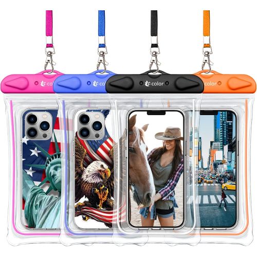  [아마존베스트]F-color Waterproof Case, 4 Pack Transparent PVC Waterproof Phone Pouch Dry Bag for Swimming, Boating, Fishing, Skiing, Rafting, Protect iPhone X 8 7 6S Plus SE, Galaxy S6 S7, LG G5