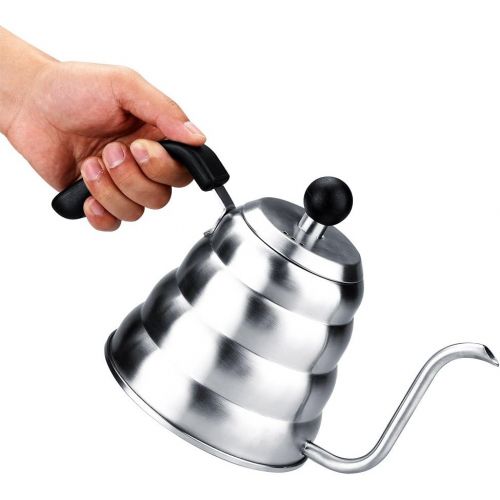  Fdit Teekanne ueber Kaffee Giessen Schwanenhals Wasserkocher mit 1.2L Kapazitat Edelstahl 304 schnell Kochendes Tee Wasserkocher fuer Home Cafe