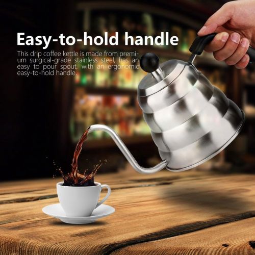  Fdit Teekanne ueber Kaffee Giessen Schwanenhals Wasserkocher mit 1.2L Kapazitat Edelstahl 304 schnell Kochendes Tee Wasserkocher fuer Home Cafe