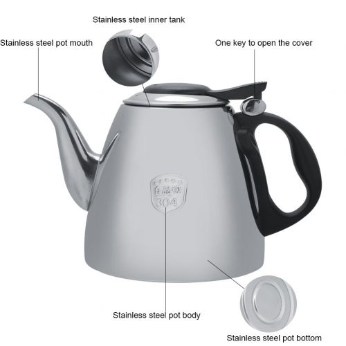  Fdit 1.2L / 1.5L Herd-Teekanne-Edelstahl-Tee-Kaffee-Topf-Kessel mit hitzebestaendigem Griff(1.5L)