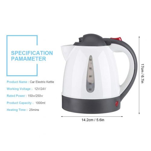  Fdit Tragbare Auto Wasserkocher Teekocher Reise Auto Zigarettenanzuender DC12V schnell Kochen fuer Tee Kaffee 1,0 Liter Automatisch Ausmachen(1 L)