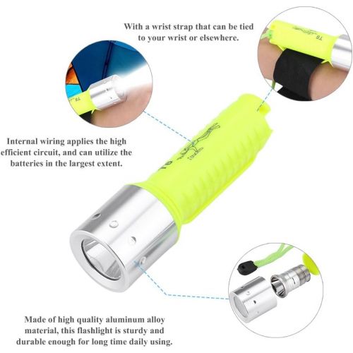  Fdit Aluminiumlegierung Portable T6 Pocket wasserdichte Tauchen Taschenlampe mit Handschlaufe im Freien