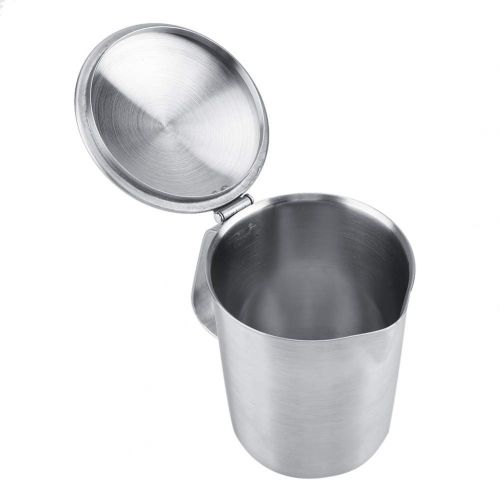  Fdit Edelstahl Milch Aufschaumen Pitcher Kaffee Pull Flower Cup Becher mit Deckel und Messung(500ML)