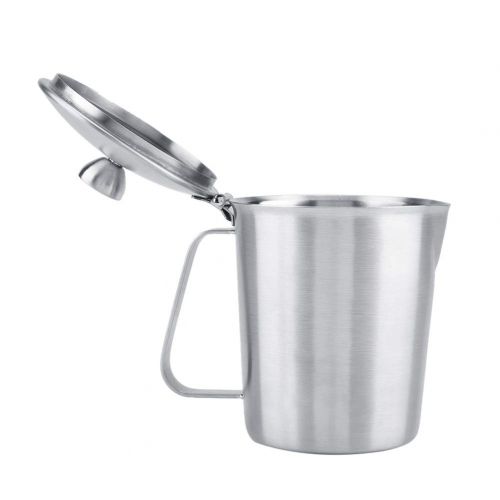  Fdit Edelstahl Milch Aufschaumen Pitcher Kaffee Pull Flower Cup Becher mit Deckel und Messung(500ML)
