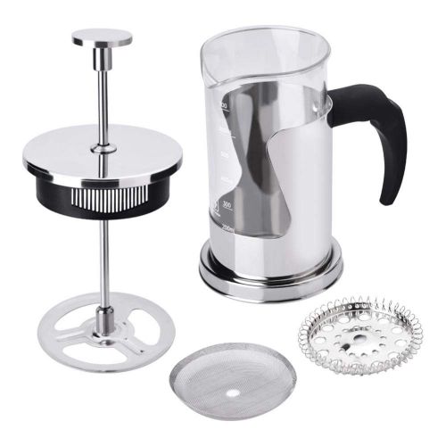  Fdit French Press Kaffeebereiter, 304 Edelstahl und Glas, 350 ml, hitzebestandig