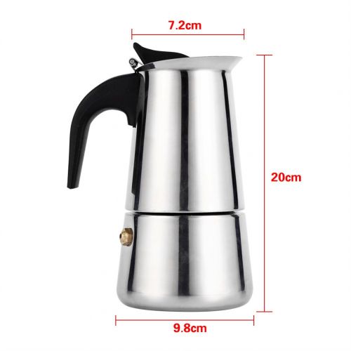  Fdit Coffee Pot, 100ml/200ml/300ml/450ml Stainless Steel Stove Top Latte Mocha Pot Espresso Coffee Maker Percolator(300ml)