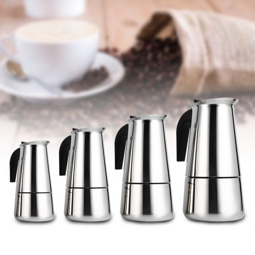  Fdit Coffee Pot, 100ml/200ml/300ml/450ml Stainless Steel Stove Top Latte Mocha Pot Espresso Coffee Maker Percolator(300ml)