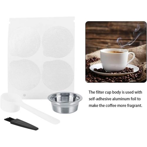  Fdit Stainless Steel Refillable Coffee Capsules Reusable Espresso Capsule Cup Filter Set with Lids Spoon and Brush for LAVAZZA A MODO MIO Coffee Machine