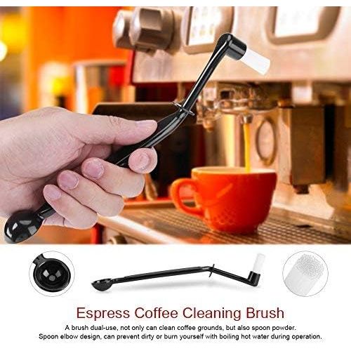  Fdit Coffee Machine Cleaning Brush with Coffee Spoon for Espresso Machine Group Head Coffee Maker Cleaner Nylon Bristle