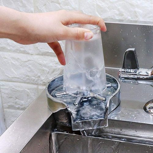 Fdit Automatic 304 Stainless Steel Cup Washer Cleaner Glass Rinser Professional Pitcher Rinser Portable Cup Washing Machine Rinser Pitcher for Household Bar Coffee Shop