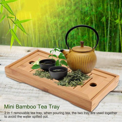  Fdit Mini Bamboo Tea Coffee Serving Tray Ninja Kung Fu Tea Plate (10.6in)