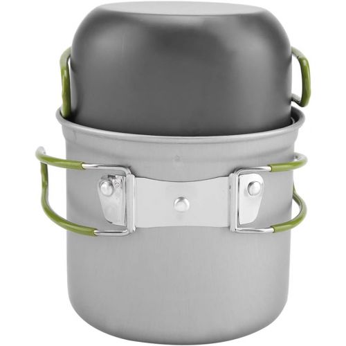  Fdit Outdoor Portable Cookware Cooking Set Anodised Aluminum Non-Stick Pot Bowl BBQ Travel Camping Picnic Hiking Utensils(2Pcs/Set)