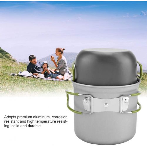  Fdit Outdoor Portable Cookware Cooking Set Anodised Aluminum Non-Stick Pot Bowl BBQ Travel Camping Picnic Hiking Utensils(2Pcs/Set)