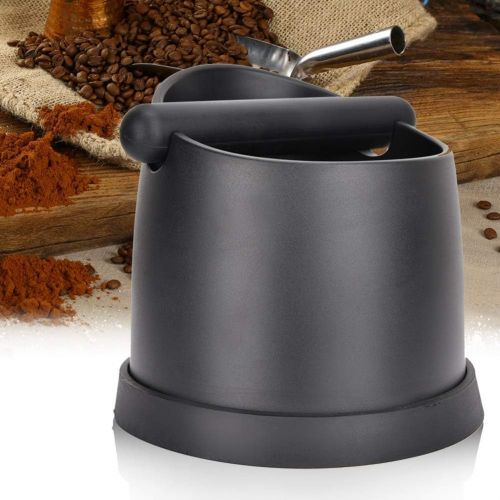  Fdit Coffee Knock Out Box Large ABS Plastic Coffee Residue Bucket Espresso Coffee Grounds Anti-Slip Espresso Dump Bin (Black)