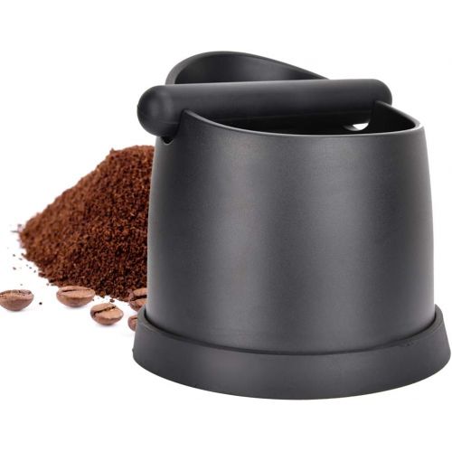  Fdit Coffee Knock Out Box Large ABS Plastic Coffee Residue Bucket Espresso Coffee Grounds Anti-Slip Espresso Dump Bin (Black)