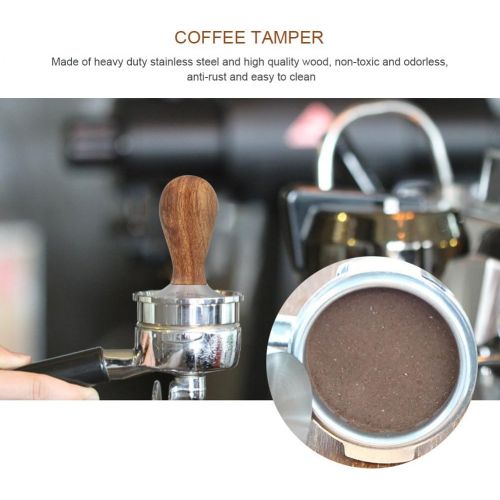  Fdit Coffee Tamper Espresso Beans Press Tool 58mm Wood & Stainless Steel Pressure Base Tampers