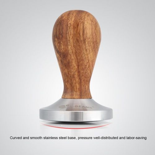  Fdit Coffee Tamper Espresso Beans Press Tool 58mm Wood & Stainless Steel Pressure Base Tampers