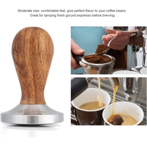  Fdit Coffee Tamper Espresso Beans Press Tool 58mm Wood & Stainless Steel Pressure Base Tampers