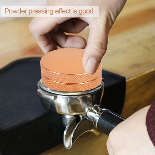  Fdit 58mm Stainless Steel Coffee Tamper Distributor Adjustable Coffee Powder Press Flat Press Tamper (Rose gold)